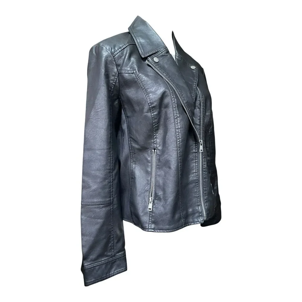 Baccini Sz XL Plus Black Moto Jacket Faux Leather Studded Punk Biker Grunge Rock - Picture 4 of 15